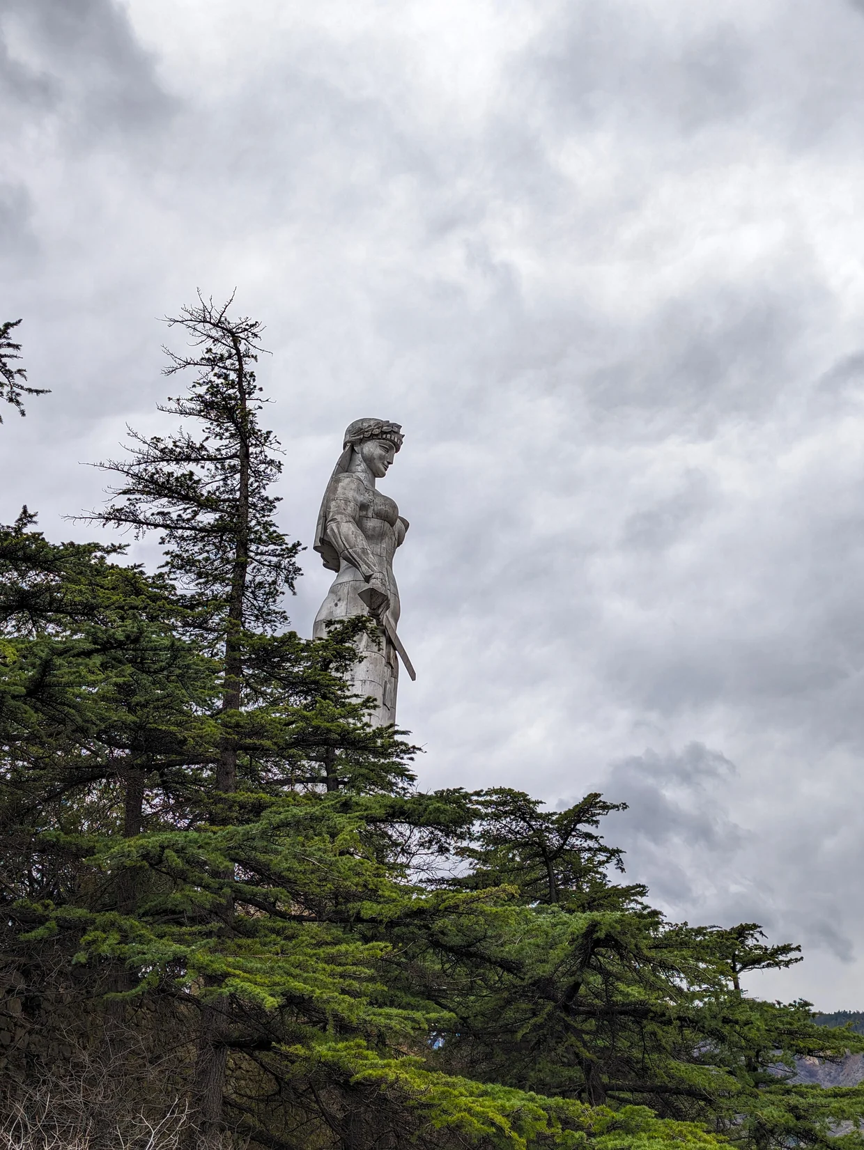 Kartlis Deda, the Mother of Georgia, standing on Sololaki hill above Tbilisi with a sword and a bowl of wine