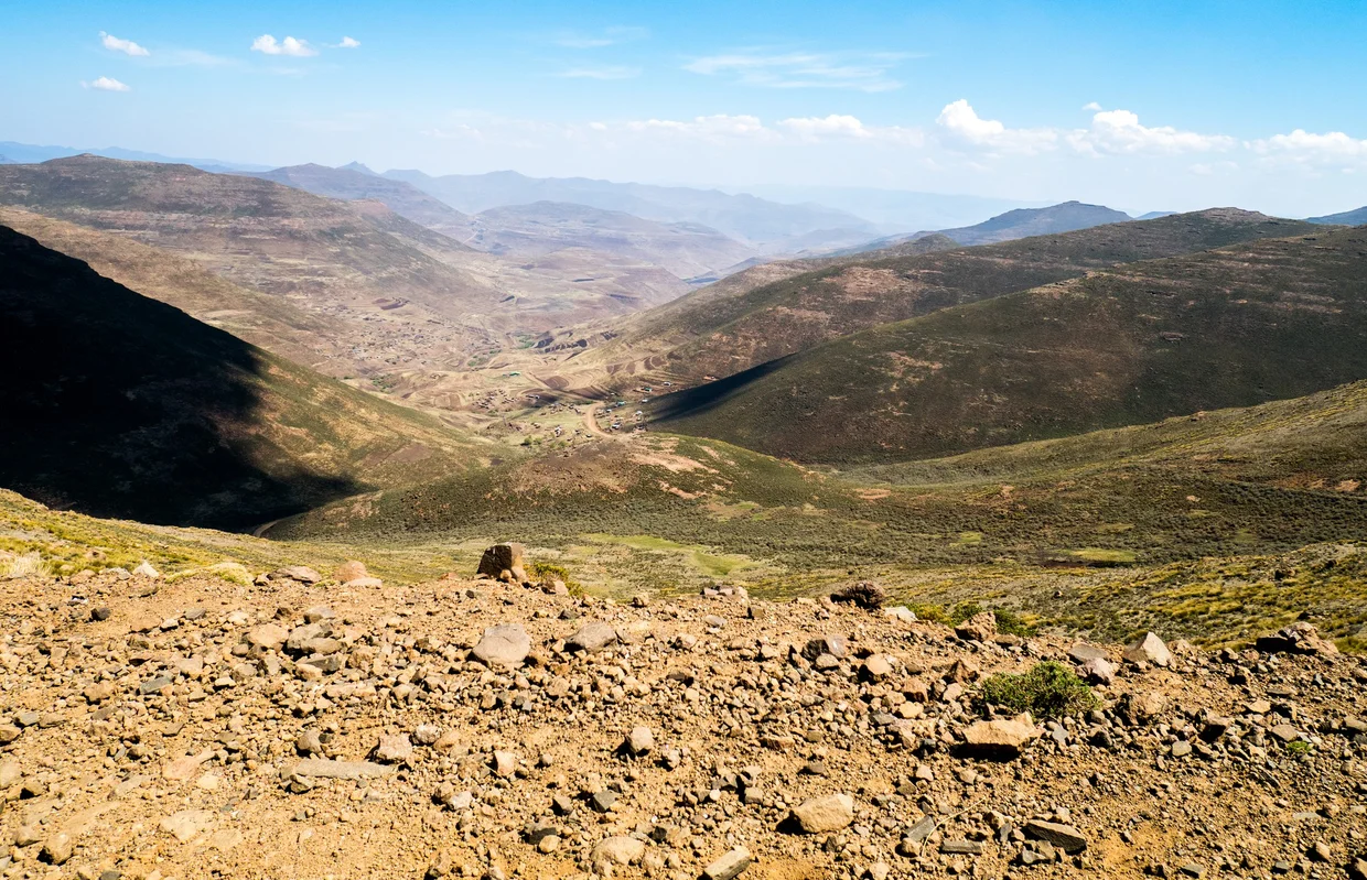 Mountain valleys stretching into the distance