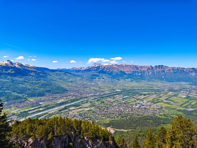 View over the Rhine valley from above Vaduz