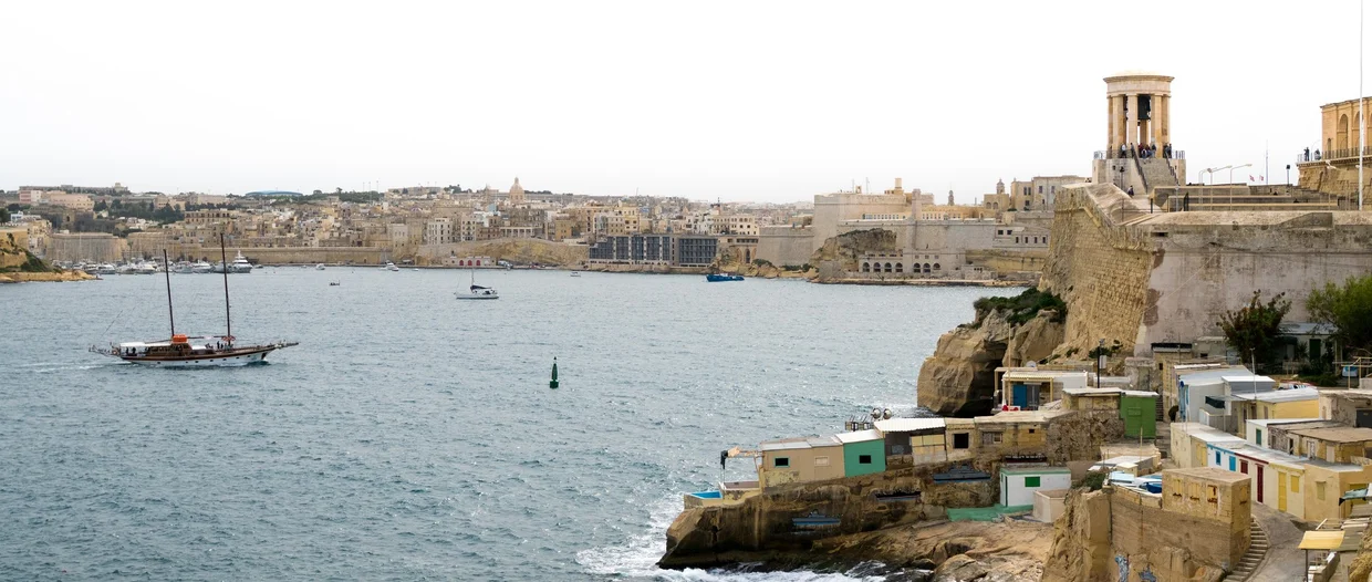Panoramic view of Grand Harbour from Valletta's fortifications