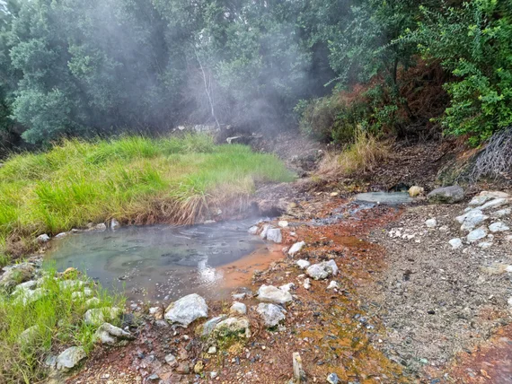 Geothermal stream with iron-rich water