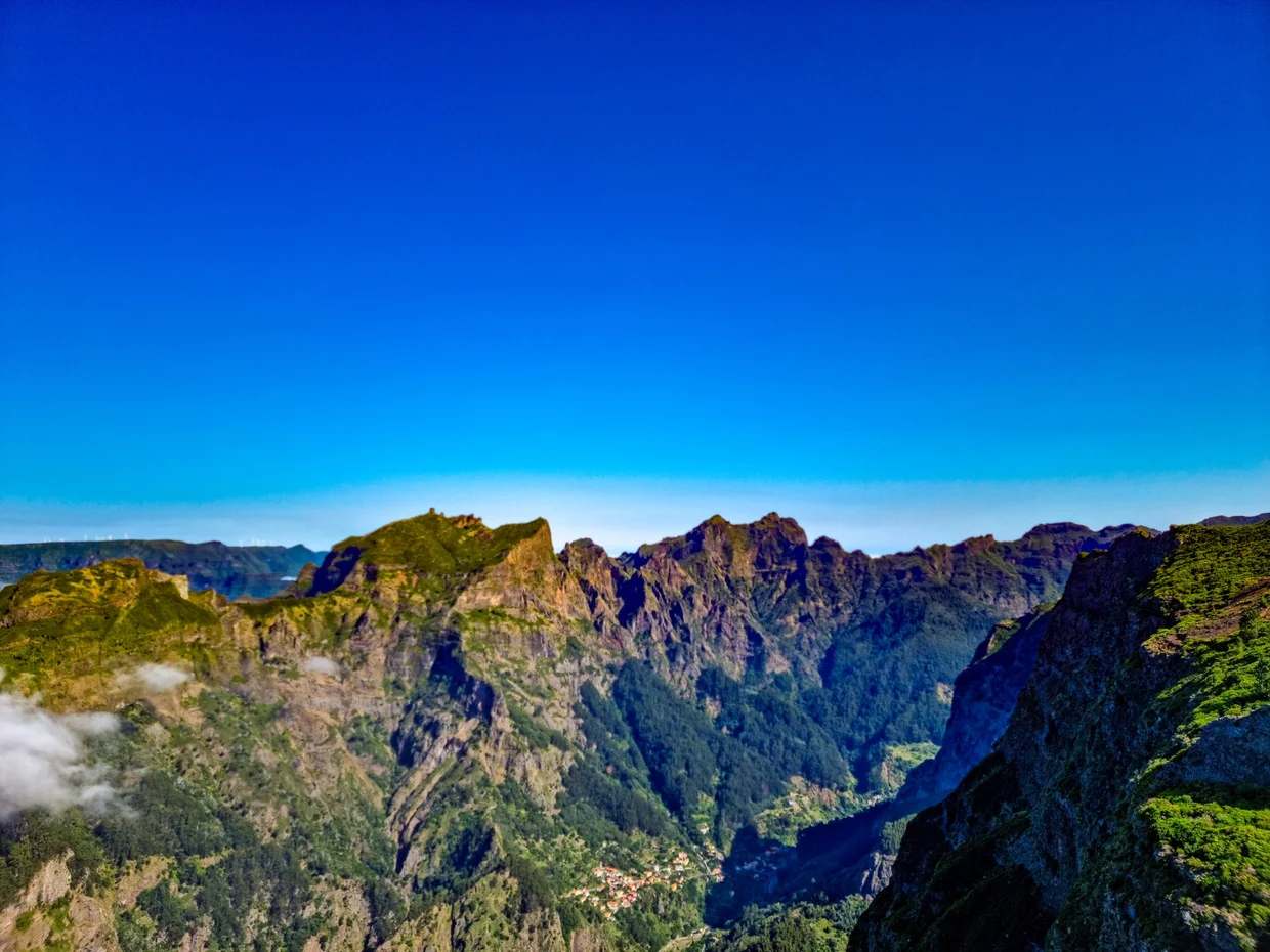 Mountain peaks and deep valleys seen from the Pico do Arieiro viewpoint