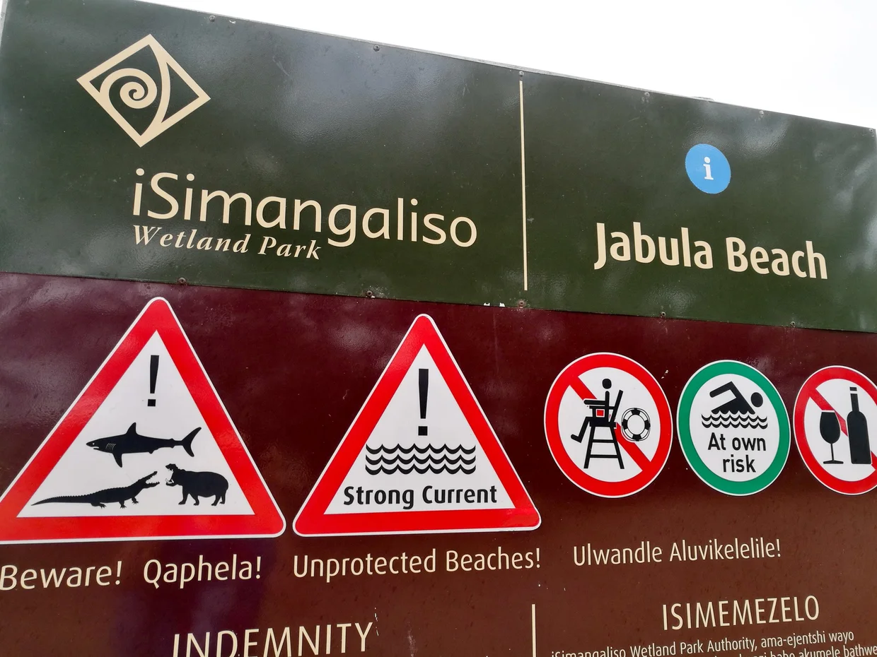 iSimangaliso Wetland Park sign at Jabula Beach