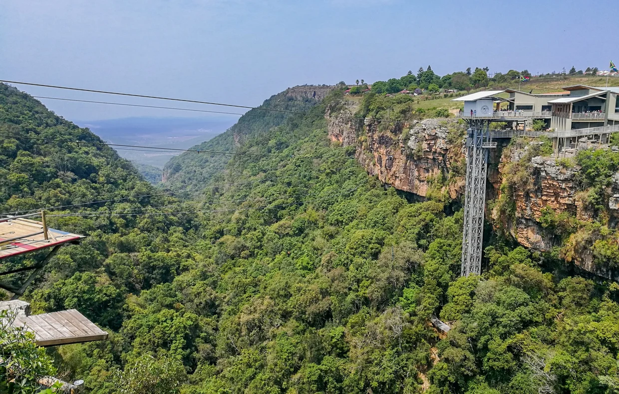 The Graskop Gorge Lift, a glass elevator descending into the forest canyon