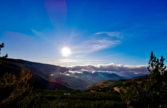 Mountain vista with sun