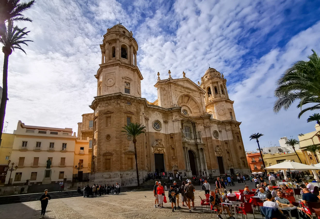 Cadiz Cathedral against dramatic skies