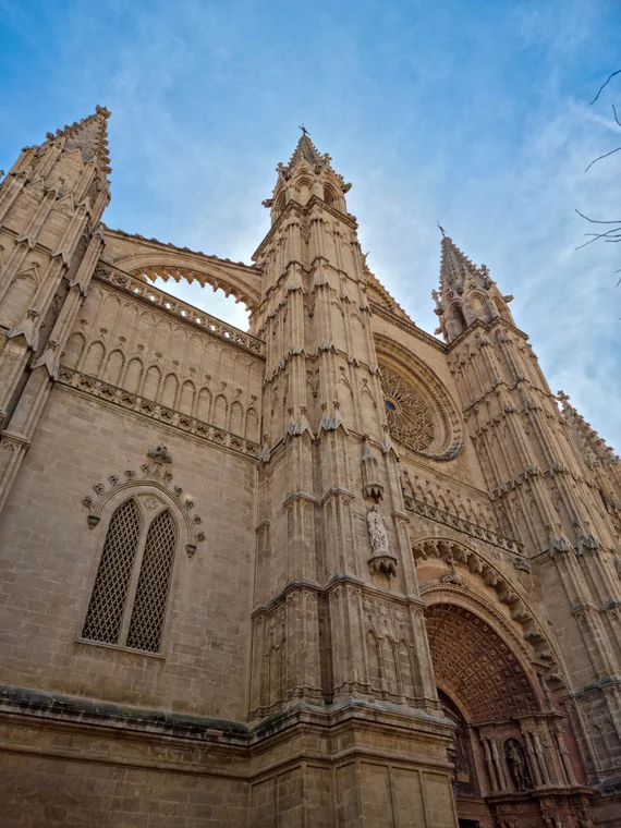 Cathedral La Seu facade from below