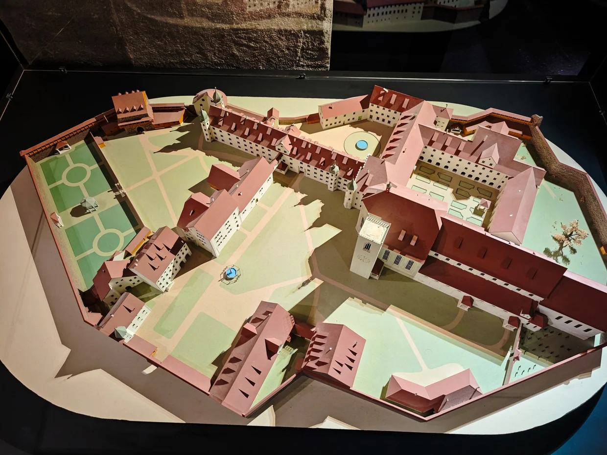 Model showing the medieval abbey complex layout