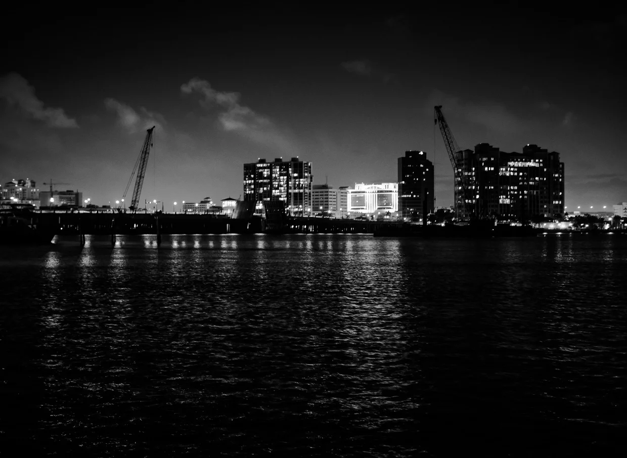 Miami waterfront at night