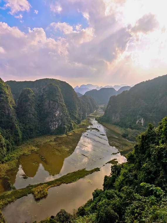 The view from Mua Cave over the Tam Coc valley in Ninh Binh